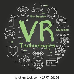 Vector virtual reality black concept with VR letters