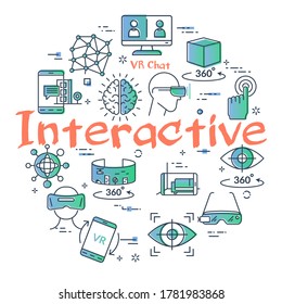 Vector virtual reality concept with Interactive text