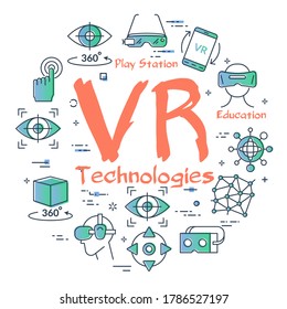 Vector virtual reality concept with VR letters