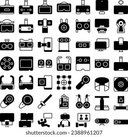 Vector of Virtual Reality Icon Set Solid. Perfect for user interface, new application.
