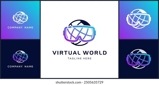 Vector of virtual world logo dan icon design template, can be used in various media easily, editable