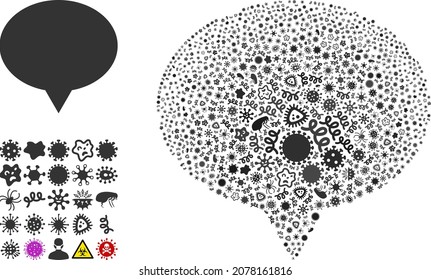 Vector virus banner icon mosaic of contagious microbes. Banner mosaic is shaped of infectious items, parasites, microbes, spores, contagious agents, and based on banner icon.
