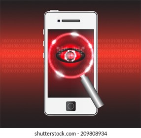 Vector of virus data, antivirus and security concept on mobile phone.