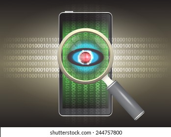Vector of virus data, antivirus and security concept on mobile phone.