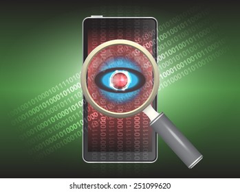 Vector of virus data, antivirus and security concept on mobile phone.
