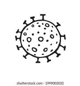 Vector virus icon. The Molecule viral bacteria infection. Coronavirus. Flu laboratory infection test. Contour doodle outline hand drawn
