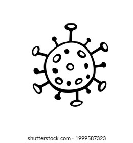 Icono de virus vector. La infección por bacterias virales moléculas. Coronavirus. Ensayo de infección por el laboratorio de la gripe. Dibujo de mano del contorno del doodle