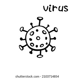 Vector virus icon. The Molecule viral bacteria infection. Coronavirus. Flu laboratory infection test. Contour doodle outline hand drawn