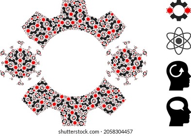 Vector virus nanobot mosaic is designed of scattered fractal virus nanobot elements. Fractal mosaic from virus nanobot.