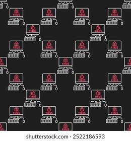 Vector Virus on Desktop Computer concept seamless pattern in thin line style
