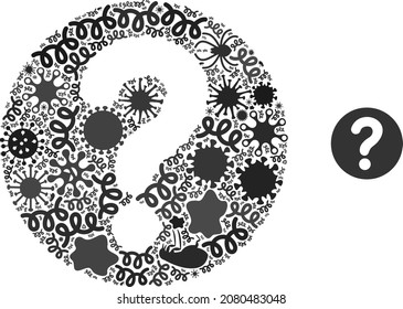 Vector virus query icon composition of contagious microbes. Query collage is designed with virus items, parasites, microbes, spores, contagious agents, and based on query icon.