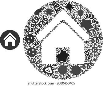 Vector virus real estate icon mosaic of pandemic microbes. Real estate mosaic is created from virus items, parasites, microbes, spores, contagious agents, and based on real estate icon.