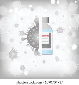 Vector : Virus and vaccine on gray background