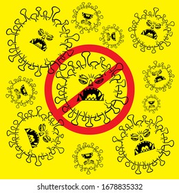 Vector de virus. bacterias microorganismos microorganismos célula, microbiología de la salud humana y concepto de brote de virus. Corona. Ilustración