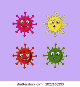 vector viruses in the form of doodles with various facial expressions suitable for health and virus-themed content
