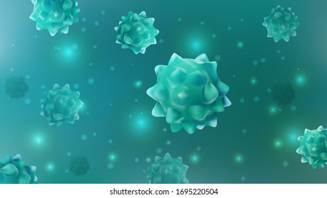 Vector viruses. Infection flu. Danger that cause harm to a living organism. Pandemic virus. Disease. Deadly virus COVID-19 .Microscopic view. Epidemic flu