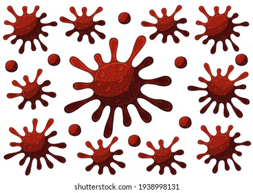 Vector of viruses on white background. Bacteria, germs microorganis, virus cell. Coronavirus. Virus