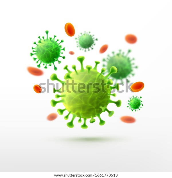 Vector of viruses on\
white background. bacteria germs microorganism virus cell , human\
health microbiology science and virus outbreaking concept. Vector\
illustration eps 10