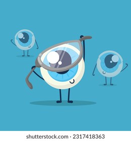 vector vision look artistic ball eyeball lens eye face cute cartoon charachter illustration art icon background healthy eyesight clean light