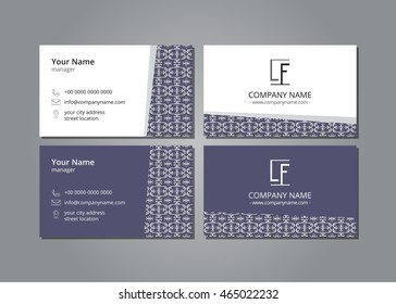 Vector visit card classical pattern on blue