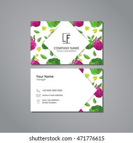 Vector visit card template with pattern sugar-apple and flower
