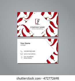 Vector visit card template with pattern pepper chili in origami style