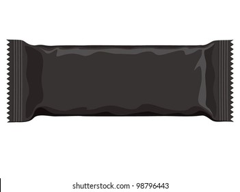 Vector visual of dark premium black wrap plastic packet for biscuit, wafer, crackers, sweets, chocolate, candy, cereal bar, snacks etc