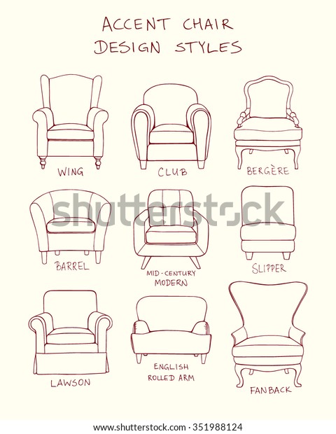 Vector Visual Guide Accent Chair Design Stock Image Download Now