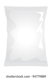 Vector Visual Of White Foil / Plastic / Paper Bag / Packet / Packaging For Plain / Ready Salted Potato Crisps / Potato Chips Or Chocolate / Candy / Sweets