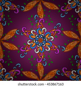 Vector vivid abstract hand drawn pattern with plants.