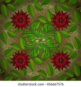 Vector vivid abstract hand drawn pattern with plants.