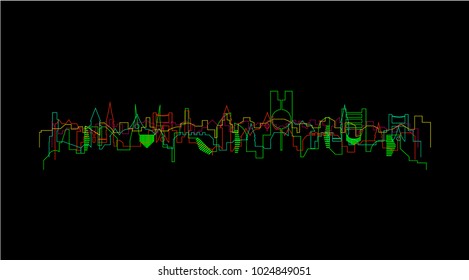 vector vivid abstract outline cityscape illustration
