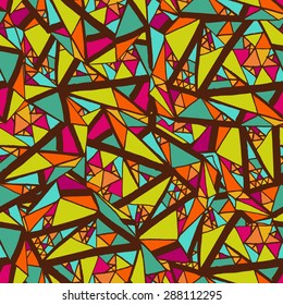 Vector vivid bright seamless pattern with triangles in hip hop street art graffiti style. Endless texture. Seamless pattern can be used for textile, wallpaper, wrapping paper, web design