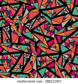 Vector vivid bright seamless pattern with triangles in hip hop street art graffiti style. Endless texture. Seamless pattern can be used for textile, wallpaper, wrapping paper, web design