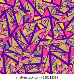 Vector vivid bright seamless pattern with triangles in hip hop street art graffiti style. Endless texture. Seamless pattern can be used for textile, wallpaper, wrapping paper, web design