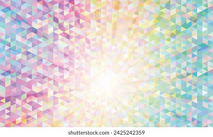 Vector vivid  geometric spring colorful frame with beams and triangles 
