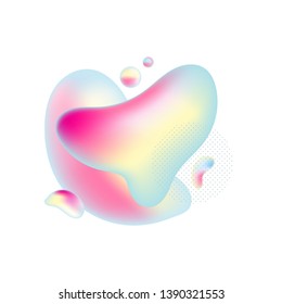 Vector vivid gradient spots on isolated background. Abstract elements for trendy vibrant color design. Fluid blots, wavy drops, flowing elements. Plasma splash illustration.
