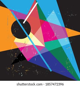 Ilustración vectorial vívida de abstracción multicolor con formas geométricas. Afiche de un sitio web o revista.