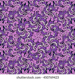 Vector vivid seamless abstract hand drawn pattern with plants.