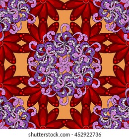 Vector vivid seamless abstract hand drawn pattern with plants.