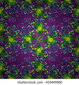 Vector vivid seamless abstract hand drawn pattern with plants.