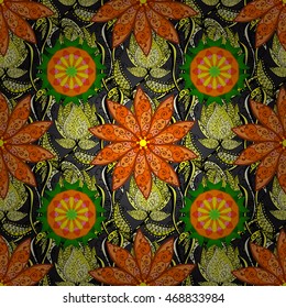Vector vivid seamless abstract hand drawn pattern with plants.
