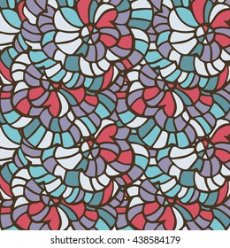 Vector vivid seamless abstract hand-drawn pattern with plants and flowers. 