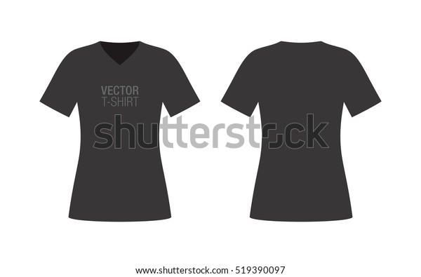 Vector Vneck Tshirt Mockup Womens Black Stock Vector (Royalty Free