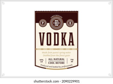 Vector vodka label template isolated on a white background. Distilling business branding and identity design elements