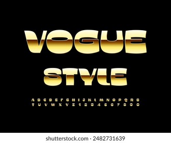 Vector Vogue style Font. Trendy Gold Alphabet Letters and Numbers set.