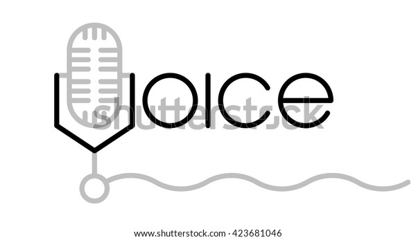 ベクター画像の音声ロゴ 声の単語 マイクの記号 線のアイコンロゴコンセプト のベクター画像素材 ロイヤリティフリー