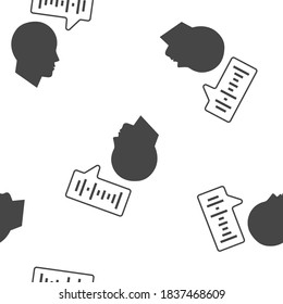 Vector voice recognition icon. User illustration and voice message seamless pattern on a white background.