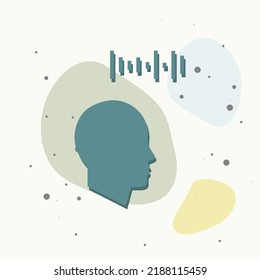 Vector voice recognition icon. User illustration and voice message on multicolored background. Layers grouped for easy editing illustration. For your design.