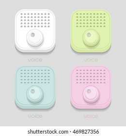 vector voice sound icon, White, blue, green, pink on gray background